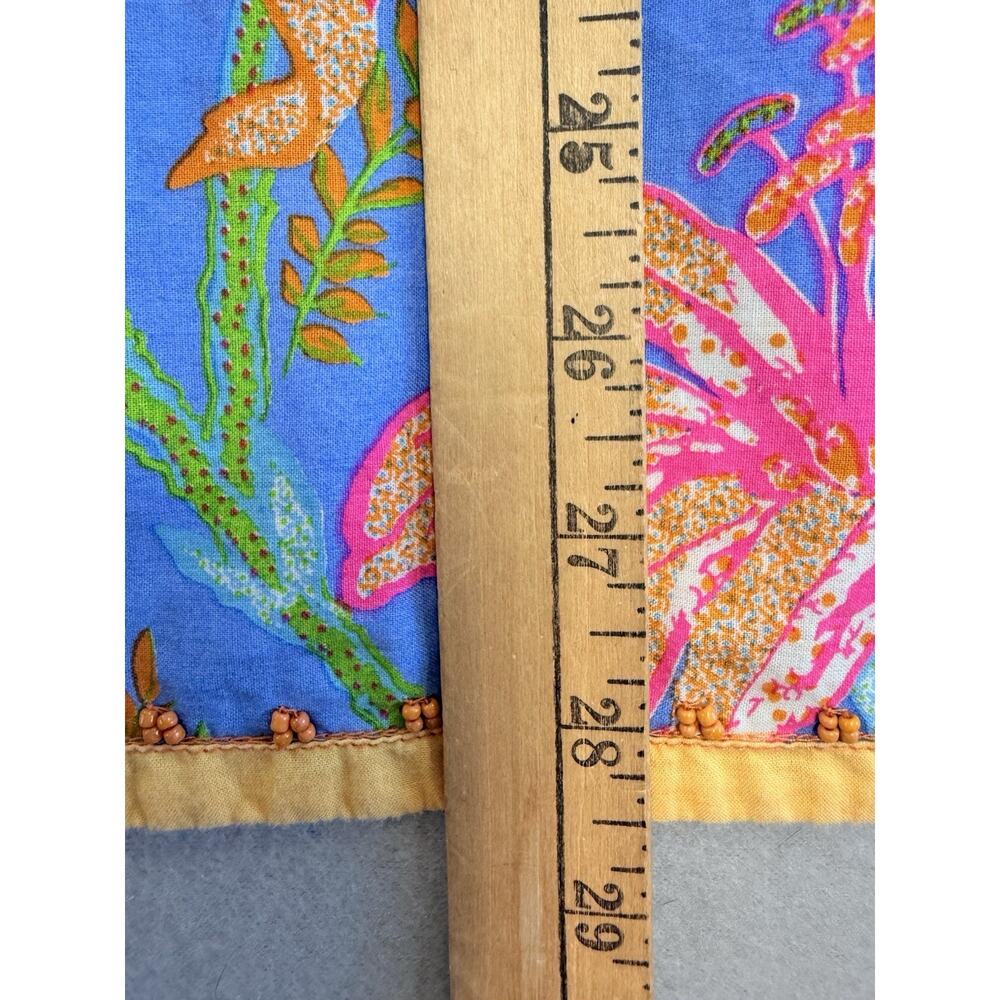 Gretchen Scott Womens XS Blue Orange Pink Tropical Floral Bead V-Neck Tunic Top - Picture 3 of 10